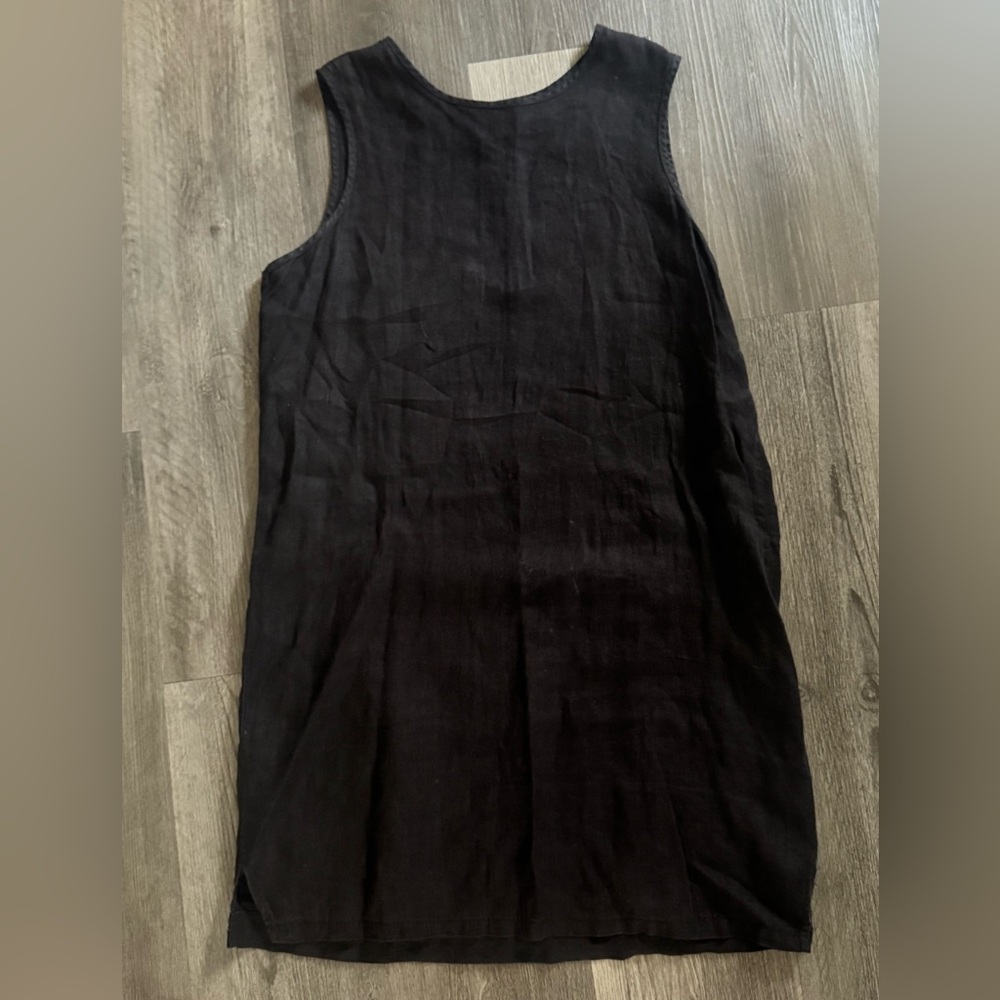 RUSS BERENS Vintage Black Linen Sleeveless Dress | Women’s Size Large - Picture 3 of 8